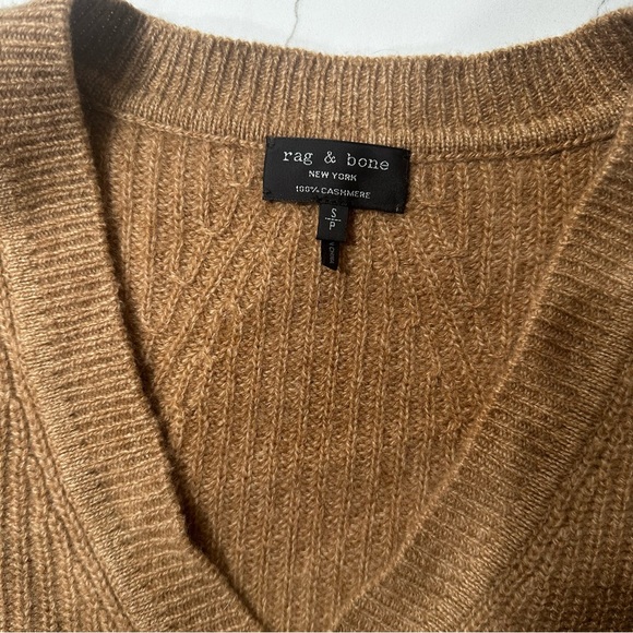 Rag & Bone Pierce Cashmere V Neck Sweater in Camel / Light Brown - Picture 5 of 7